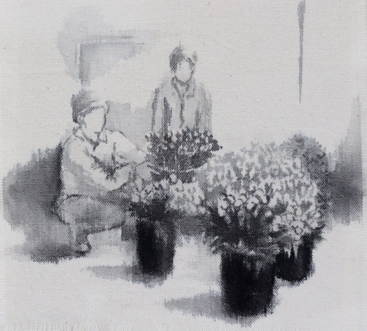 Paeonies for the Coolroom, 32cm x 31cm, 2016.