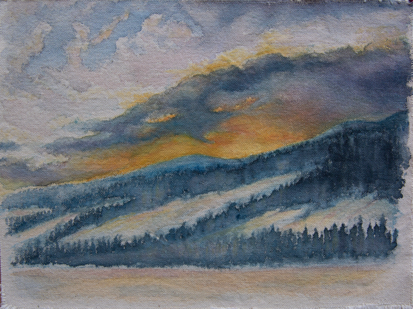 Sunset at Åresjön, 42cm x 35cm, 2019.