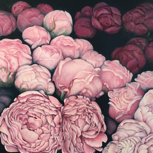 Paeonies Ready for Market, 62cm x 62cm, 2016.