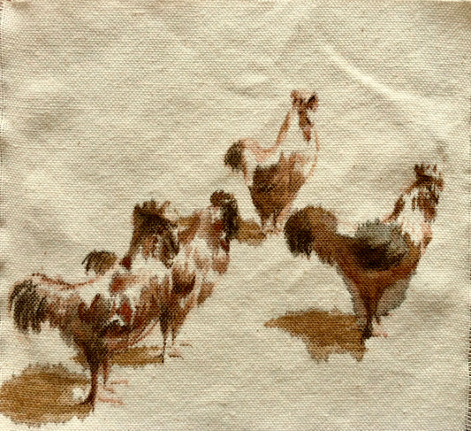 Roosters, 33cm x 33cm, 2014.